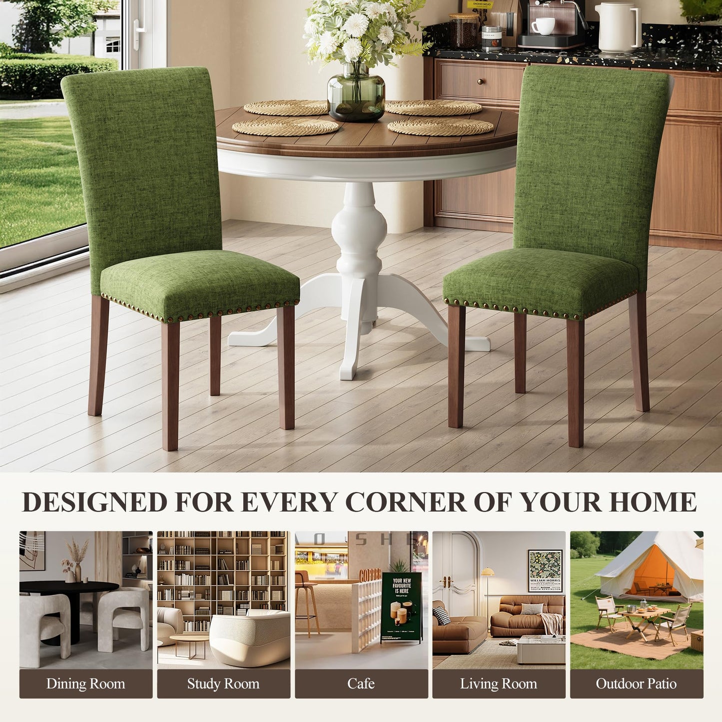 COLAMY Upholstered Parsons Dining Chairs Set of 4