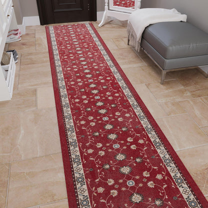 Ottomanson Aisle Runner Rug 2'7" x 50' – Soft Non-Slip Rug, Low Pile Carpet for Hallways, Events, Churches & Extra-Long Indoor Spaces, Mahal Red