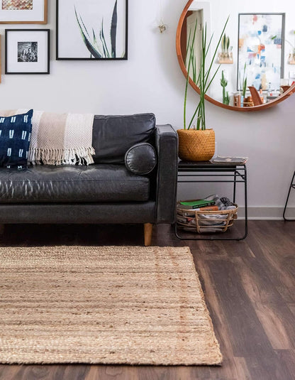 Unique Loom Braided Jute Area Rug, Dhaka, 2' x 3' 1" Rectangle, Natural