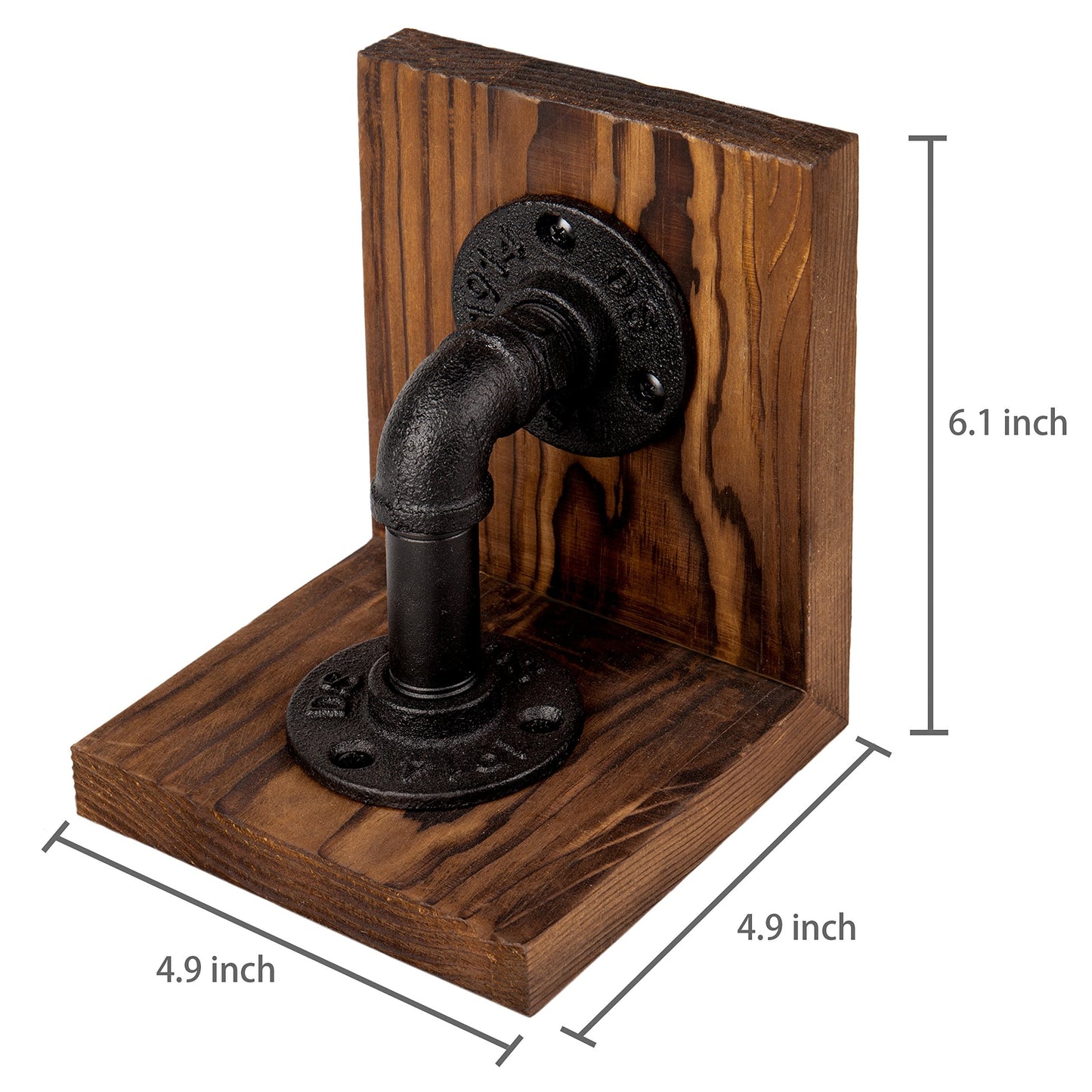MyGift Book Ends, Decorative Bookends, Heavy Duty Book Holders for Shelves, Rustic Wood with Realistic Industrial Pipe Design,Unique Ideas for Father's Day, Christmas