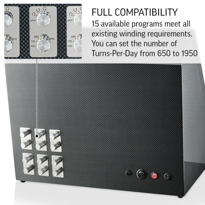 TIMECUBE 12 Watch Winder with 6 Storage Slots, LED Light and Automatic Motor-Stop (Carbon)