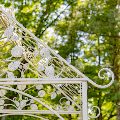9.5ft T Iron Garden Arch with Embellished Trellis London 1820" (Antique White)