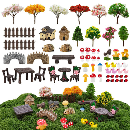 Yiranok 60 Pcs Fairy Garden Kit Miniature Furniture and Fairy Garden Accessories Outdoor,Mini Fairy Garden Accessories,Fairy House Accessories,DIY Terrarium Ornaments
