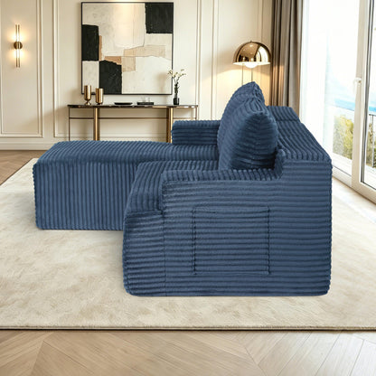 96" L Shaped Cloud Sectional Couch with Chaise, Deep Seat Modular Sectional Sofa Corduroy Memory Foam Sofa Boneless Couches for Living Room Bedroom, No Assembly Required