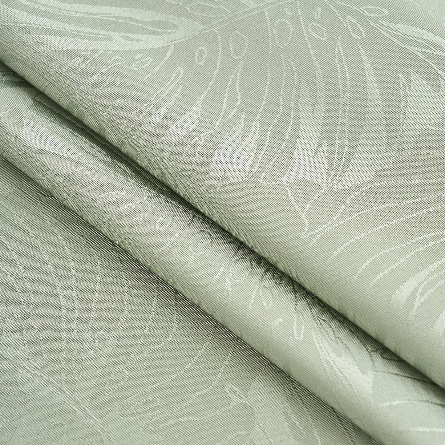15.7x35.4 Inch Rectangular Tablecloth Green Leaves Pattern with Fringe Edge Waterproof Washable Jacquard Fabric Long