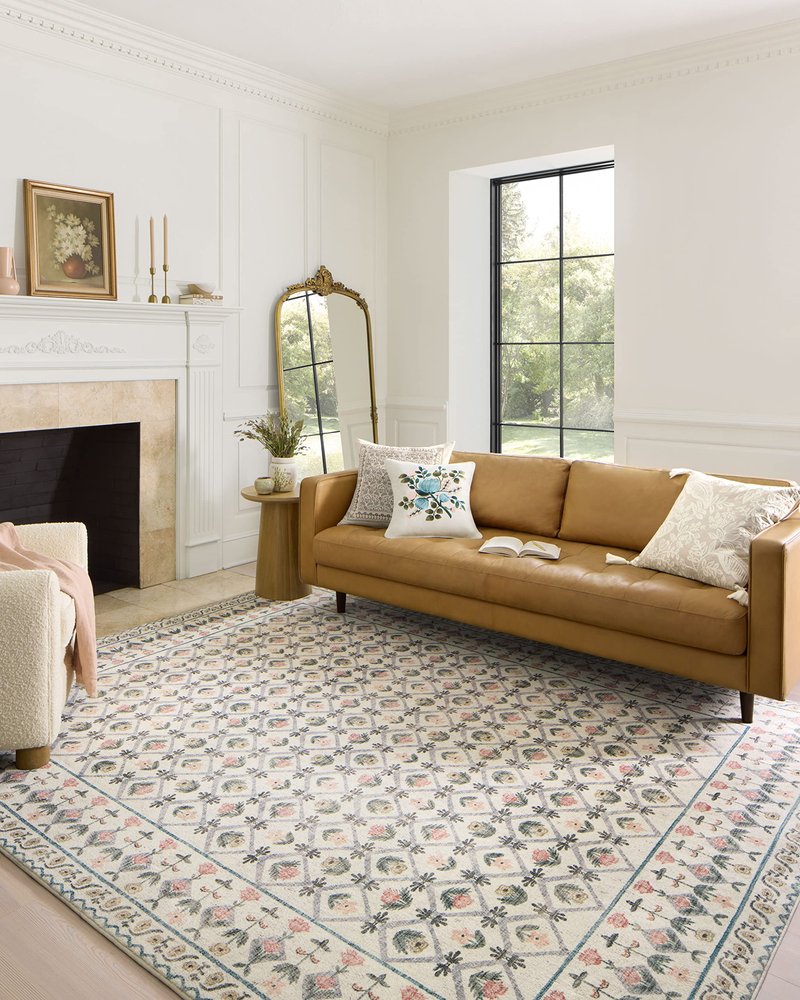 Loloi Rifle Paper Co. Eden Collection EDE-03 Lattice Ivory 3'-6" x 5'-6" Accent Rug feat. CloudPile™