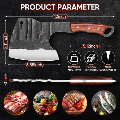 Dream Reach Heavy Duty Meat Bone Cleaver Knife, Handmade Butcher Knife with Sheath, Hand Forged Full Tang Chopper for