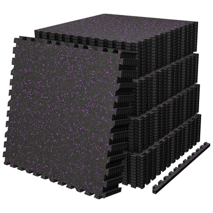 AIRHOP 0.56in Thick 192 Sq Ft Exercise Equipment Mats, 48 Tiles Upgraded Rubber Top with High Density EVA Foam, Large Interlocking Puzzle Gym Flooring for Home Gym, Heavy Weight Workout, 24 x 24in