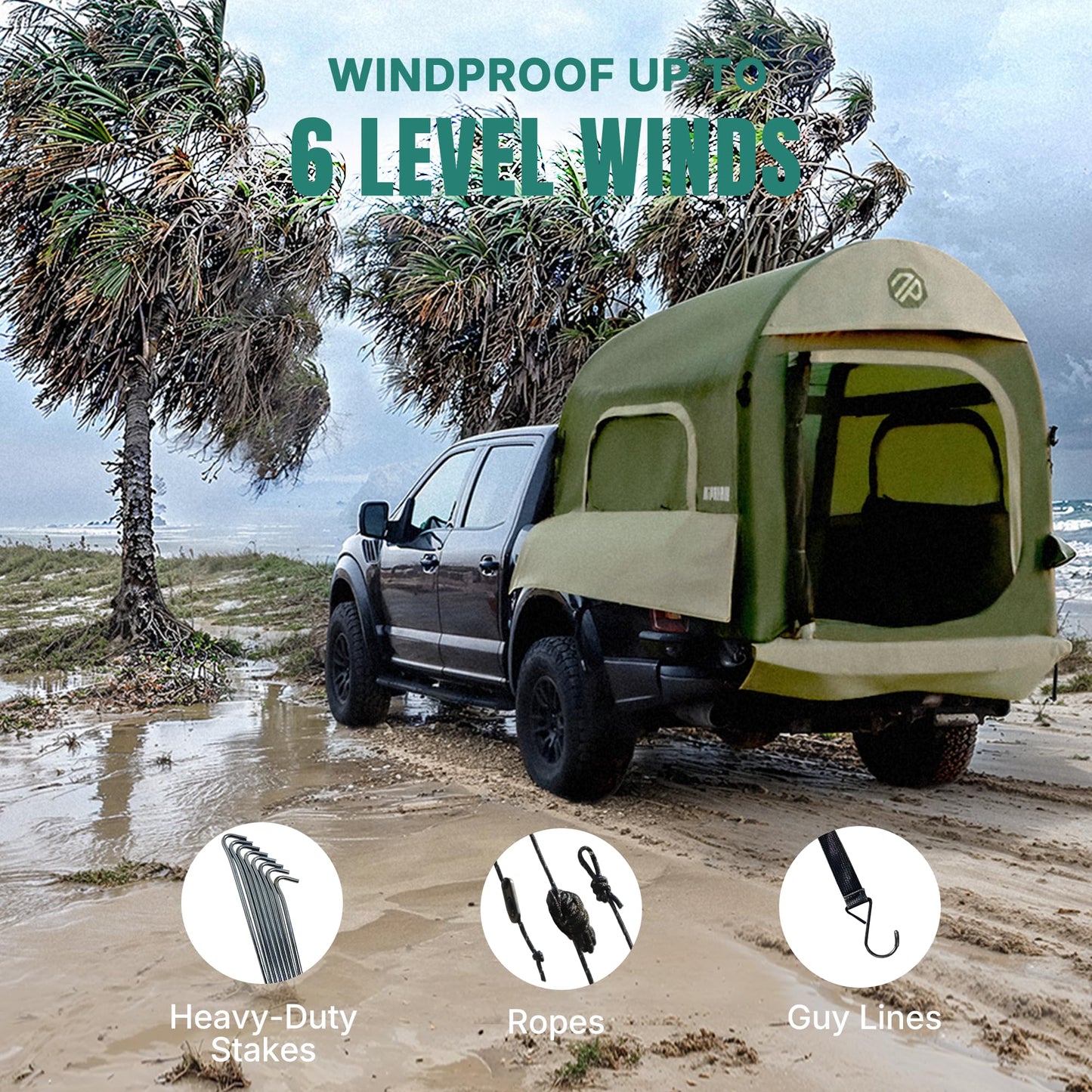 Niphean Truck Bed Tent for Camping 5.5ft-8ft for 2+1 People, 2 Mins Fast Setup Inflatable Pickup Truck Tent, PU 3000mm Waterproof & High-Strength Windproof, Spacious Interior for Multi-Landscape