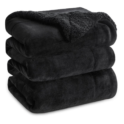 Bedsure GentleSoft Sherpa Fleece Blankets Queen Size for Bed - Thick and Warm, Soft Fuzzy Plush Queen Blanket for Winter, Grey, 90x90 Inches