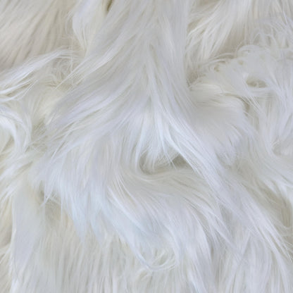 Half Yard 60" x 18" Fluffy Plush White Faux Fur Fabric Long Pile Soft Fake Fur Rug Material for Craft Sewing Gnome Beard Christmas Costumes and Home Decor