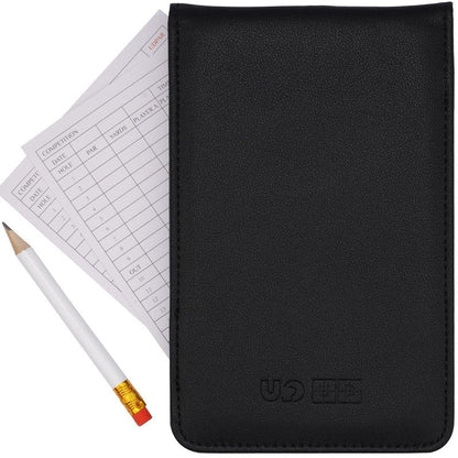 UDPARSCO Golf Scorecard Holder & Yardage Book Cover – Premium Vegan Leather Golf Accessories Case | Ultra-Slim Waterproof Keeper with Pencil Holder | Fits Standard USGA Cards & Yardage Books