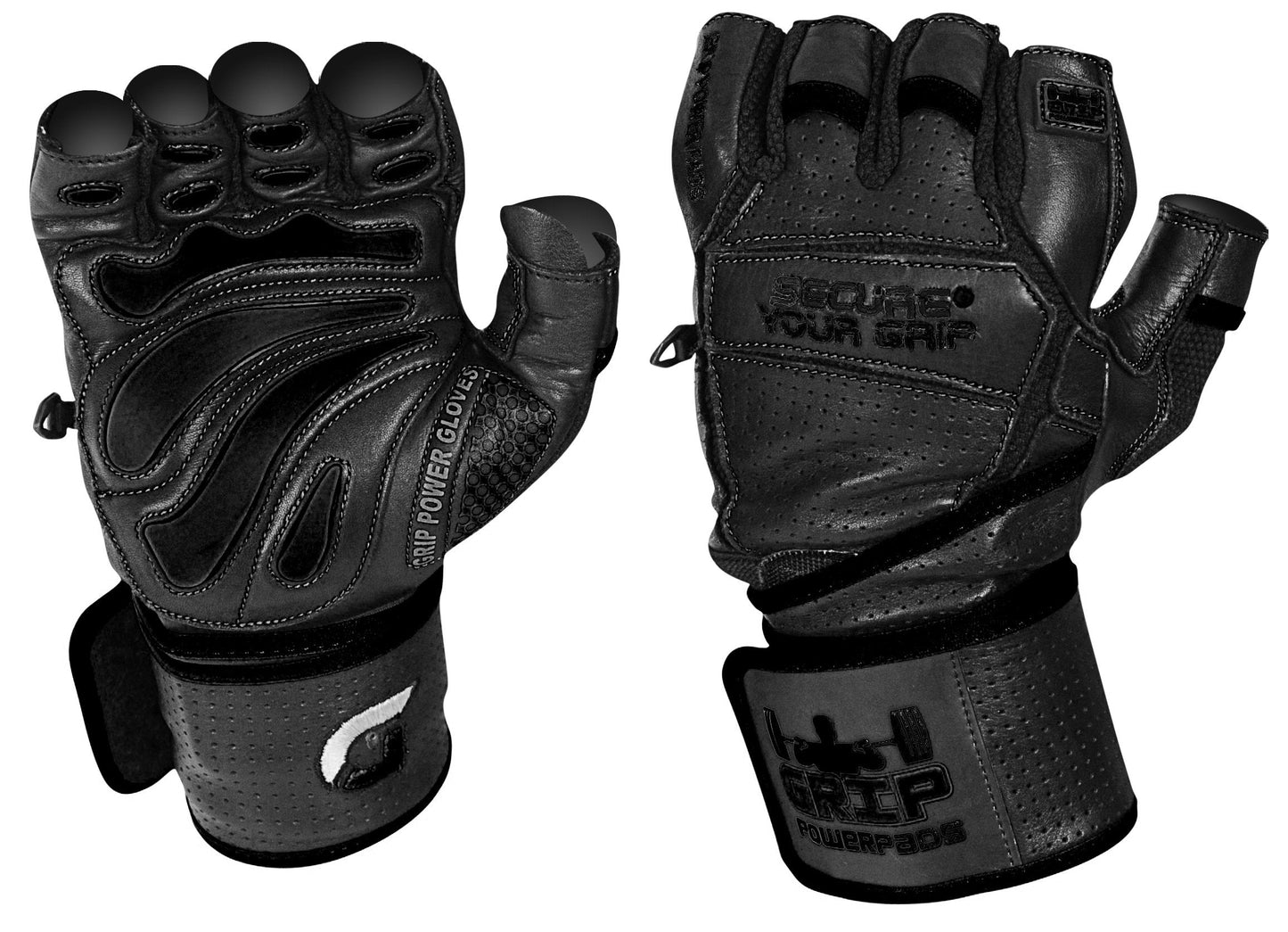 Elite Leather Gym Gloves with Built in 2" Wide Wrist Wraps Grip & Design for Weightlifting Power Lifting Bodybuilding & Strength Training Workout Exercises