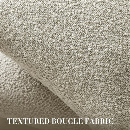 24 24 Inch Set 2, Cozy Throw Pillow Covers x of Beige Decorative Accent Solid Boucle Textured Pillow Cover, Neutral