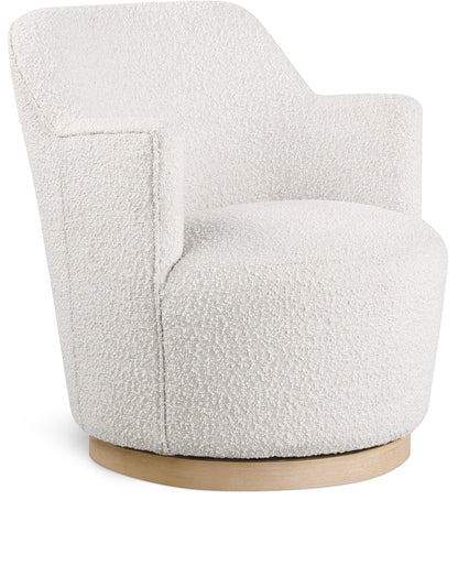 Meridian Furniture Clarita Cream Boucle Fabric Swivel Accent Chair