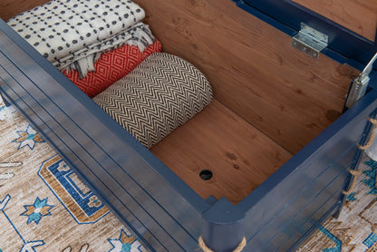 Powell Phillip Navy Blue Cedar Chest with Rope Detailing