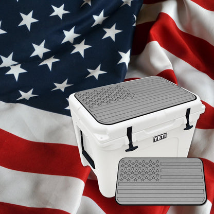 USATuff SeaDek EVA Mat Cooler Pad fits YETI 65 Tundra | Peel & Stick Application | Non Slip Comfort Accessories - US Flag (StormGray-Black)