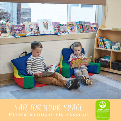 FDP SoftScape Relax-N-Read Bean Bag Chair with Supportive Back Rest and Storage Pockets, Flexible, Portable, Alternative Seating for Toddlers, Preschoolers, and Kids - Assorted, 10475-AS