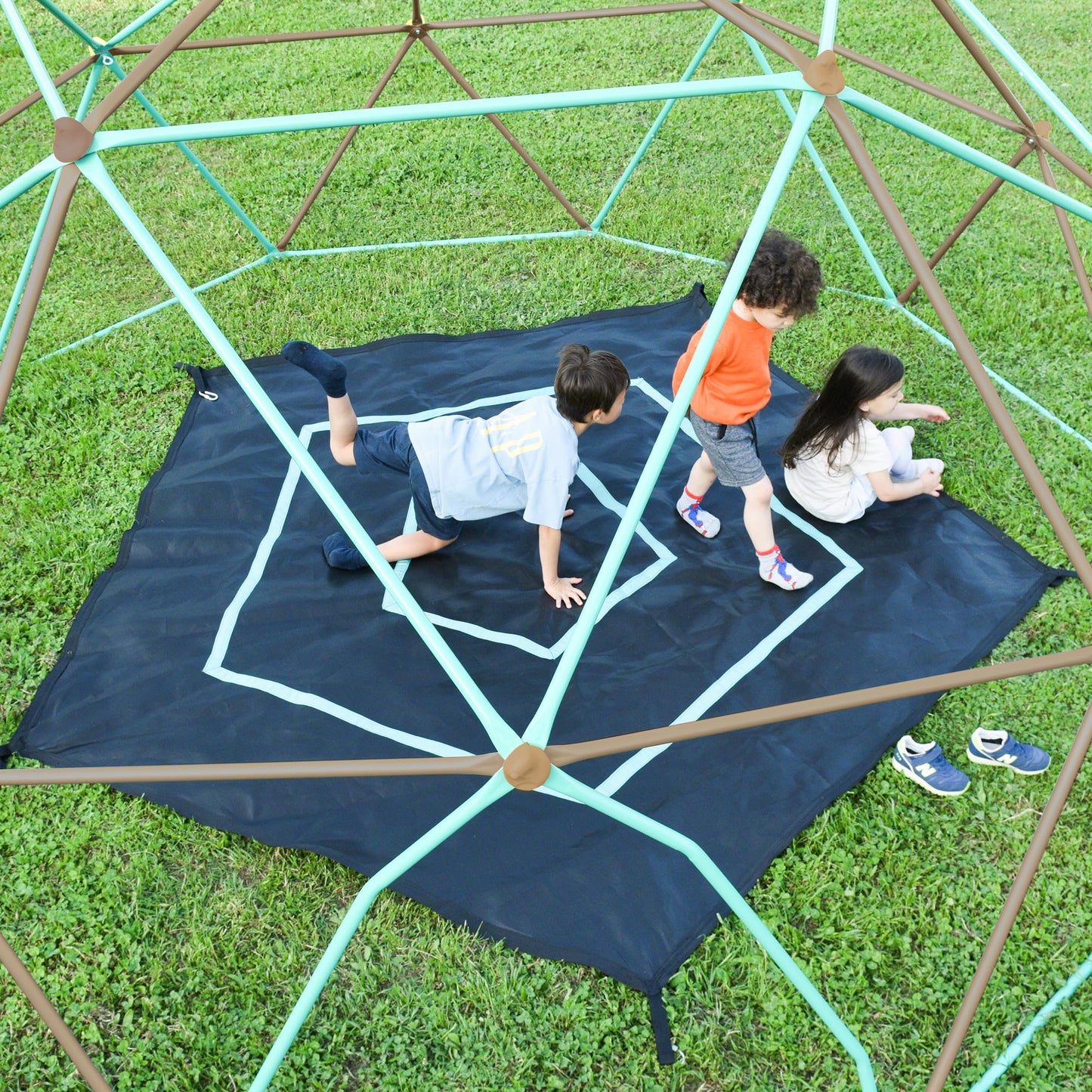 Merax 12FT Climbing Dome with Hammock, Outdoor Geometric Dome Climber Play Center for Kids 3-10 Supporting 1000 lbs, Easy Assembly Jungle Gym
