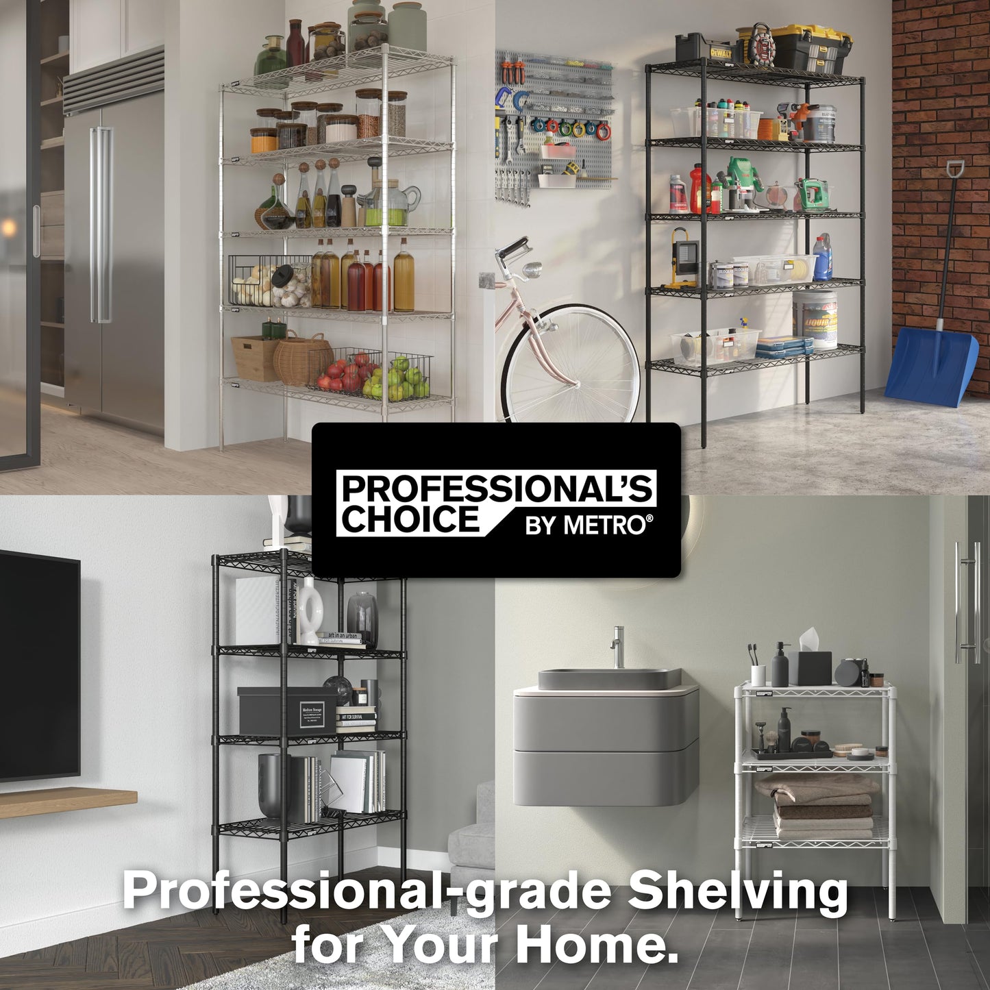 Metro Professional's Choice Commercial-Grade NSF Shelving Unit - Multipurpose Adjustable Wire Shelf for Home, Garage, Kitchen and More - 4 Shelves, 14" W x 36" L x 54" H - Black