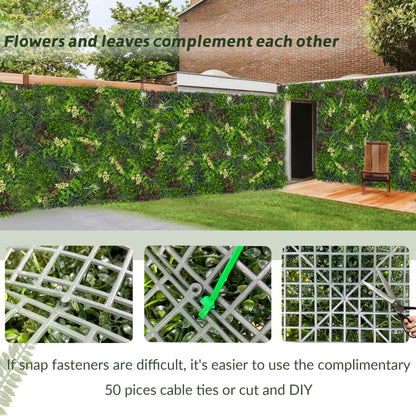 DOPGIB Artificial Grass Wall Boxwood Plant Panel: 20"x20"(24P) UV Resistant Green Leaves Faux for Interior Wall Backdrop,Garden and Indoor Outdoor Wall&Fence Covering Privacy，Party Wall Fence Decor