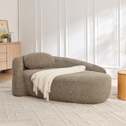 Full Foam Chaise Lounge Chair Indoor, Boucle Upholstered Boneless Chaise Lounge Sofa Bed, Right Facing Leisure Cloud Recliner Couches Sleeper Daybed for Living Room