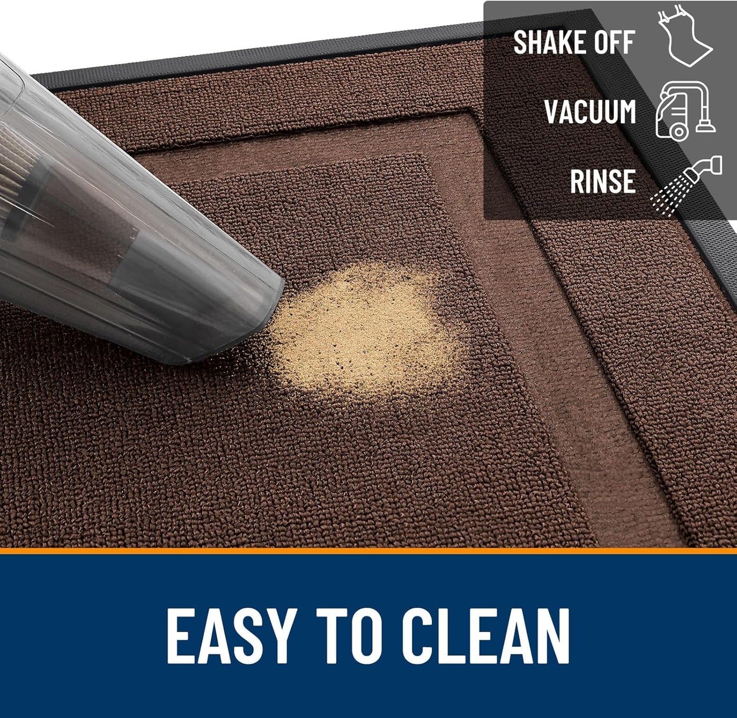 OLANLY Waterproof Front Door Mat - All-Season Indoor/Outdoor Doormat, Easy Clean, 47x23, Chocolate Brown