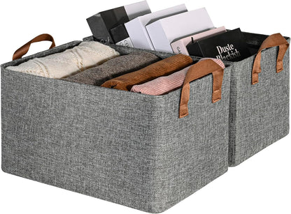 GRANNY SAYS Storage Basket, Large Organizer Bins for Shelves, Closet Storage, 2-Pack with Metal Frame