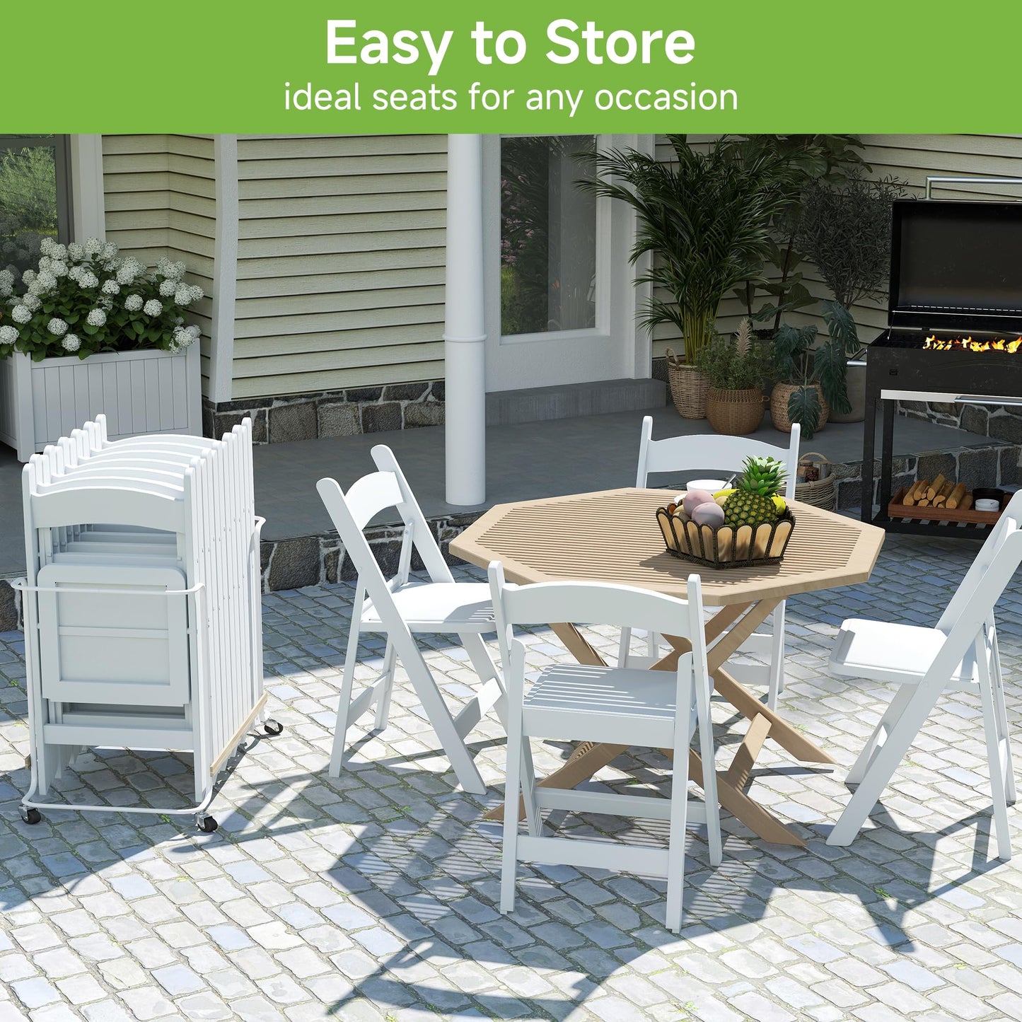 Real Relax White Resin Folding Chairs with Cushion - Comfortable Foldable Plastic Chair - Stackable Chairs with Padded Seats - Indoor/Outdoor Chairs for Events, 600lbs Capacity(10 Pack)