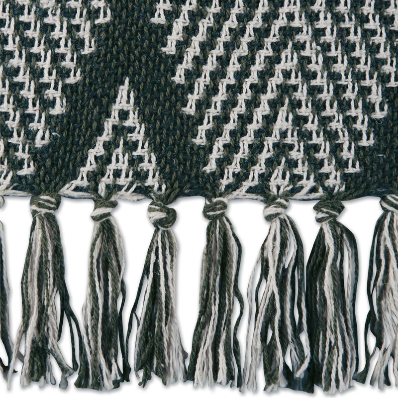 DII Diamond Throw Collection Fringed Woven Cotton Blanket, 50x60, Olive Green