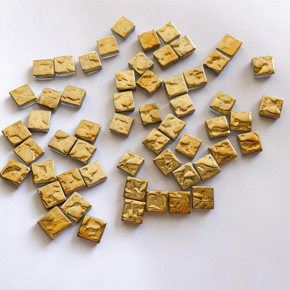 NUO RUI 100 Pcs Gold Mirror Mosaic Tiles, Mini Square Mirrors for Arts Crafts Projects (Gold)