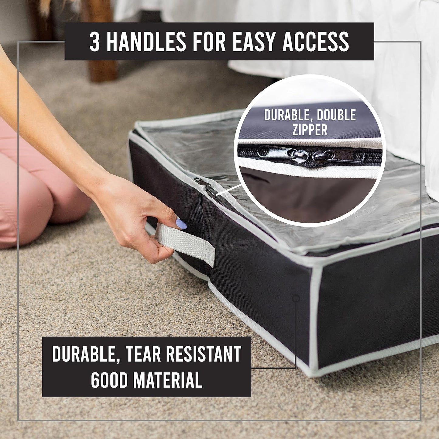 HOLDN' STORAGE Extra-Large Under Bed Shoe Storage Organizer - Fits Men's and Women's Shoes with Durable Cover