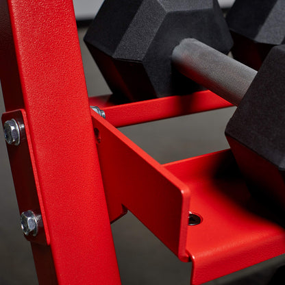 REP Fitness Rubber Hex Dumbbells, Includes Red Rack, 5–50 lb Weight Pairs, Heavy-Duty Sets, Textured Handles, Bundled Package for Men & Women, Home Gym Strength Training, Lifting and Muscle Growth