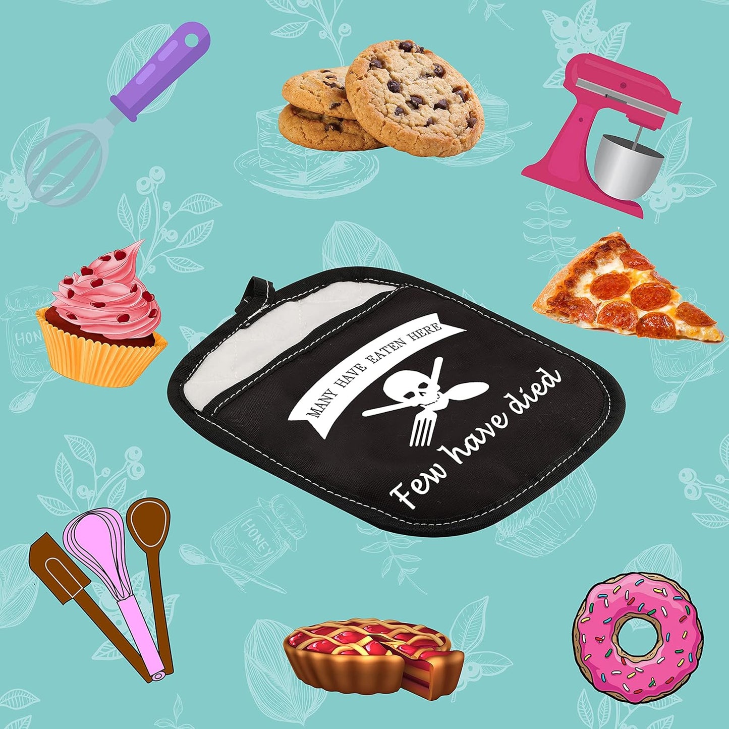 Funny Baking Oven Pads Pot Holder with Pocket - Many Have Eaten Here Few Have Died