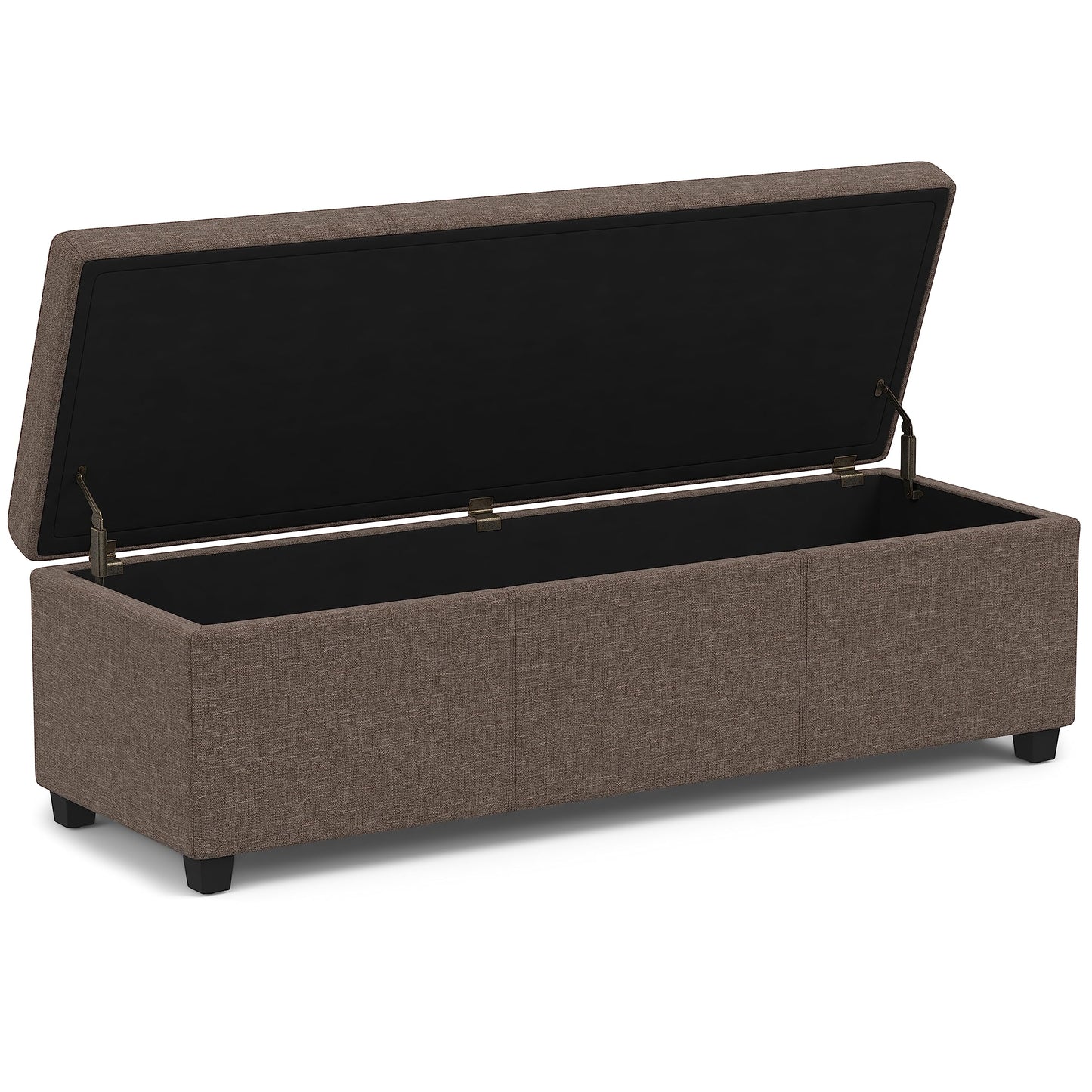 SIMPLIHOME Avalon Extra Large Storage Ottoman Bench - 54 inch Wide Upholstered Linen Look Fabric Rectangular Lift-Top Ottoman in Fawn Brown, Contemporary Bench for Living Room with Hidden Storage