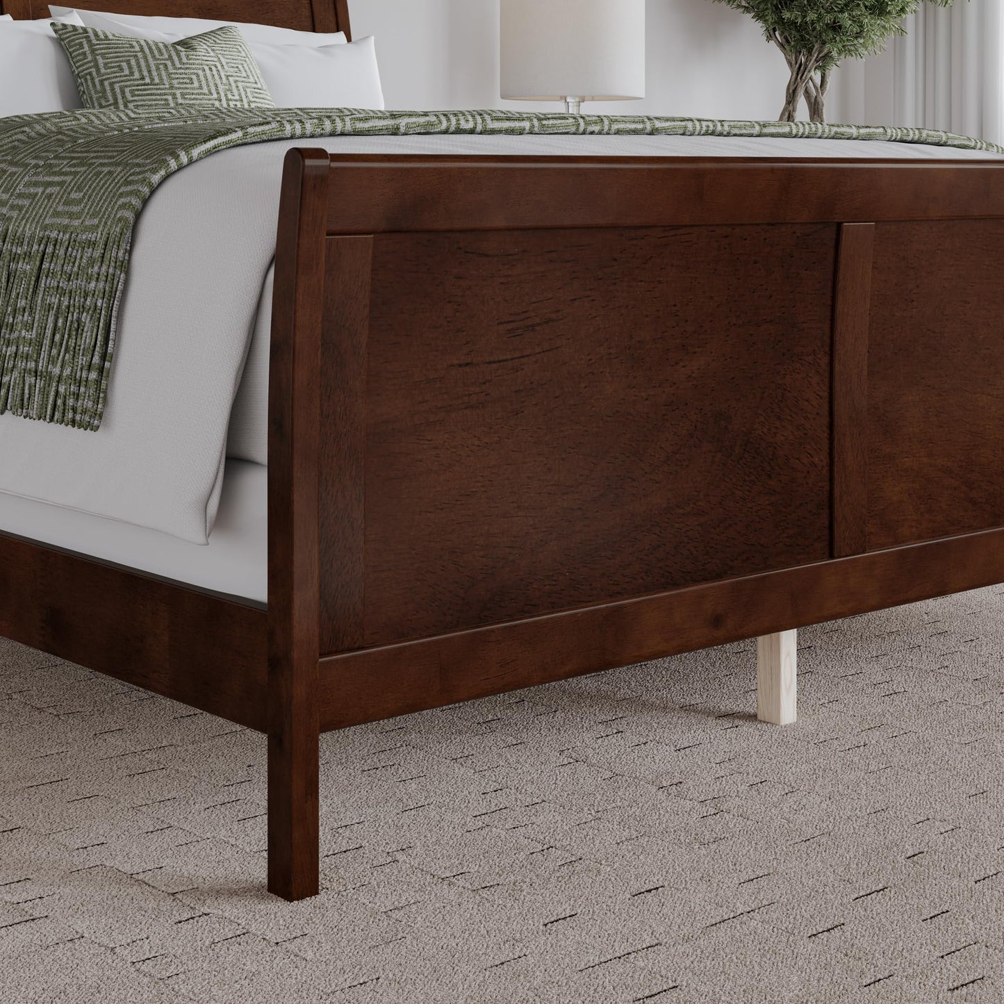 AFI, Portland King Foundation Bed with Matching Footboard, Walnut