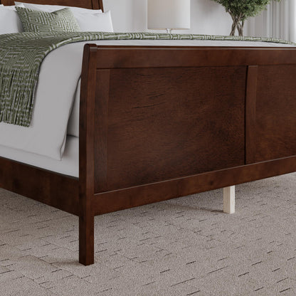 AFI, Portland King Foundation Bed with Matching Footboard, Walnut
