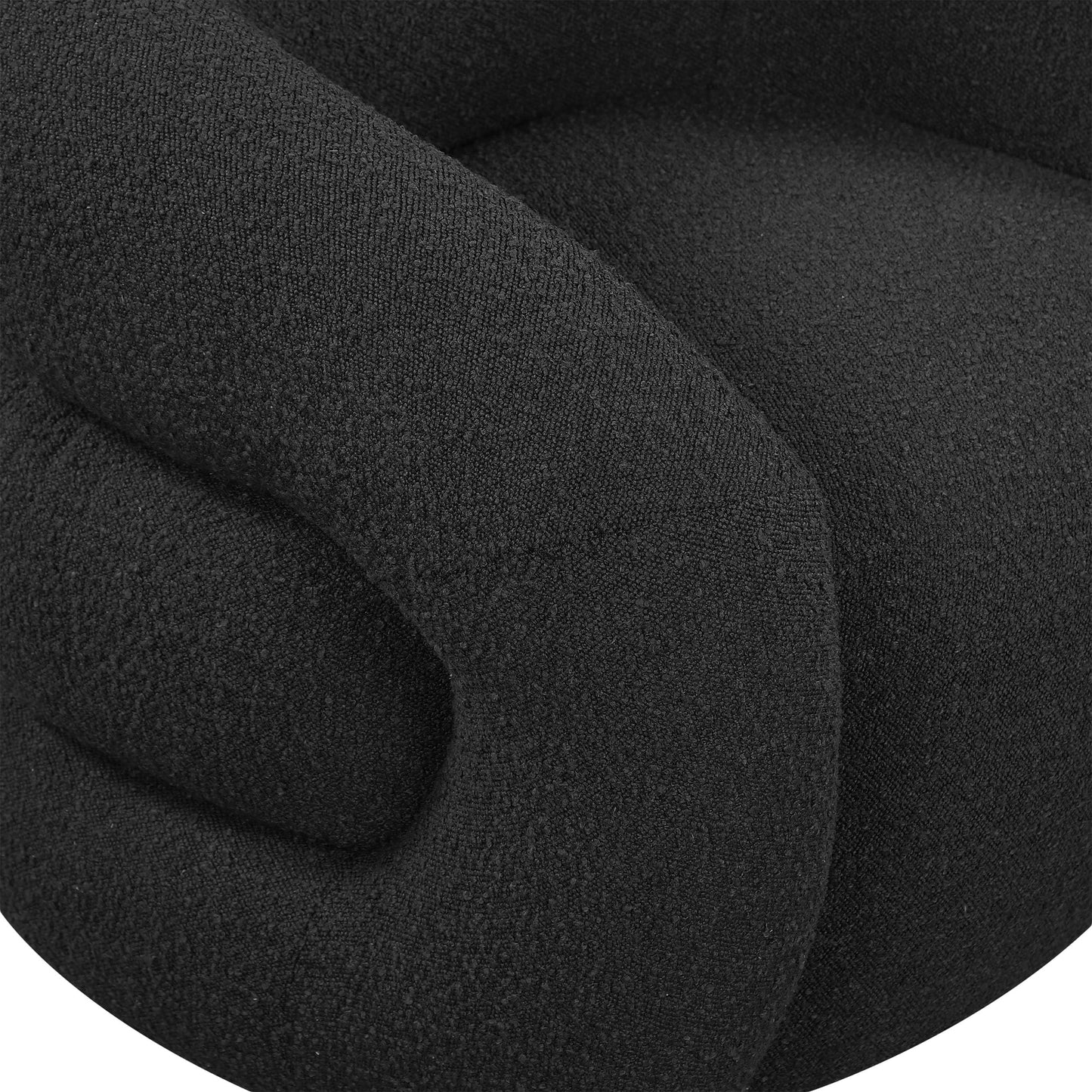 Meridian Furniture 473Black Roxbury Collection Modern | Contemporary Upholstered Swivel Accent Chair with Rich Black Boucle, Tufted Curved Back, Swivel Accent Chair, 33" W x 29.5" D x 28" H, Black