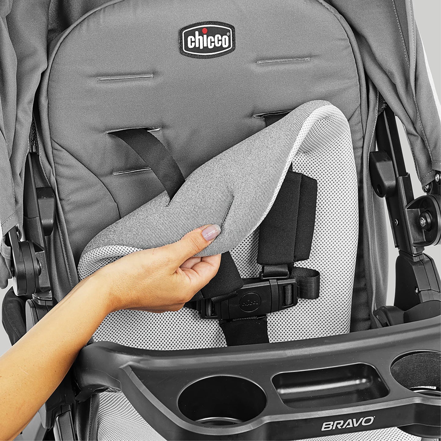 Chicco Bravo LE ClearTex Full-Size Stroller for Babies and Toddlers, UPF-Rated Canopy, GREENGUARD Gold Certified, Lightweight, One-Hand Compact Fold, Pewter/Grey