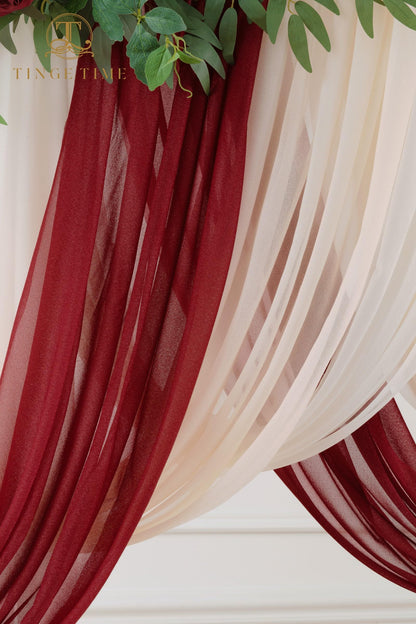 TINGE TIME Wedding Arch Flowers Kit - Deluxe 5pcs Artificial Floral Swag with 3 Sheer Drapes, Realistic Silk Flower Arrangements for Wedding Ceremony Arbor Backdrop Reception Party Home Decor