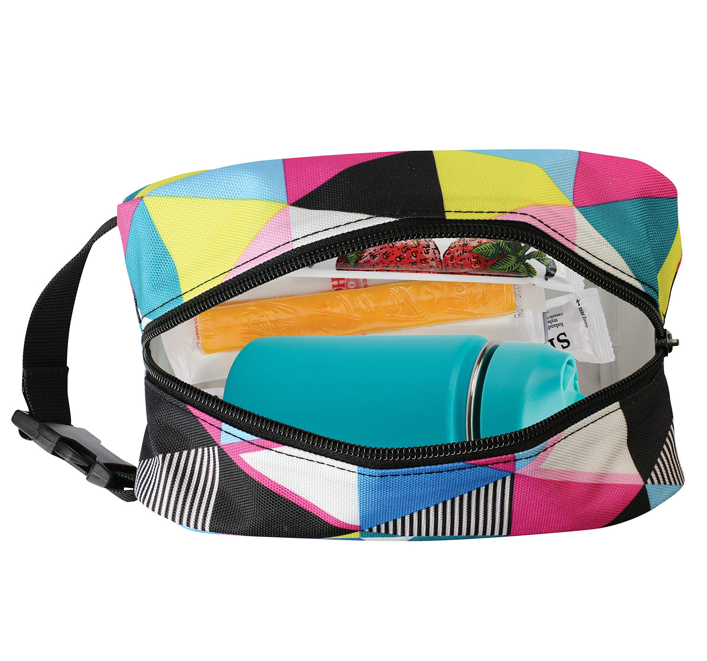 PackIt Freezable Snack Box, Triangle Stripes, Built with ECOFREEZE Technology, Collapsible, Reusable, Zip Closure with Buckle Handle, Great for All Ages and Fresh Snacks on the go