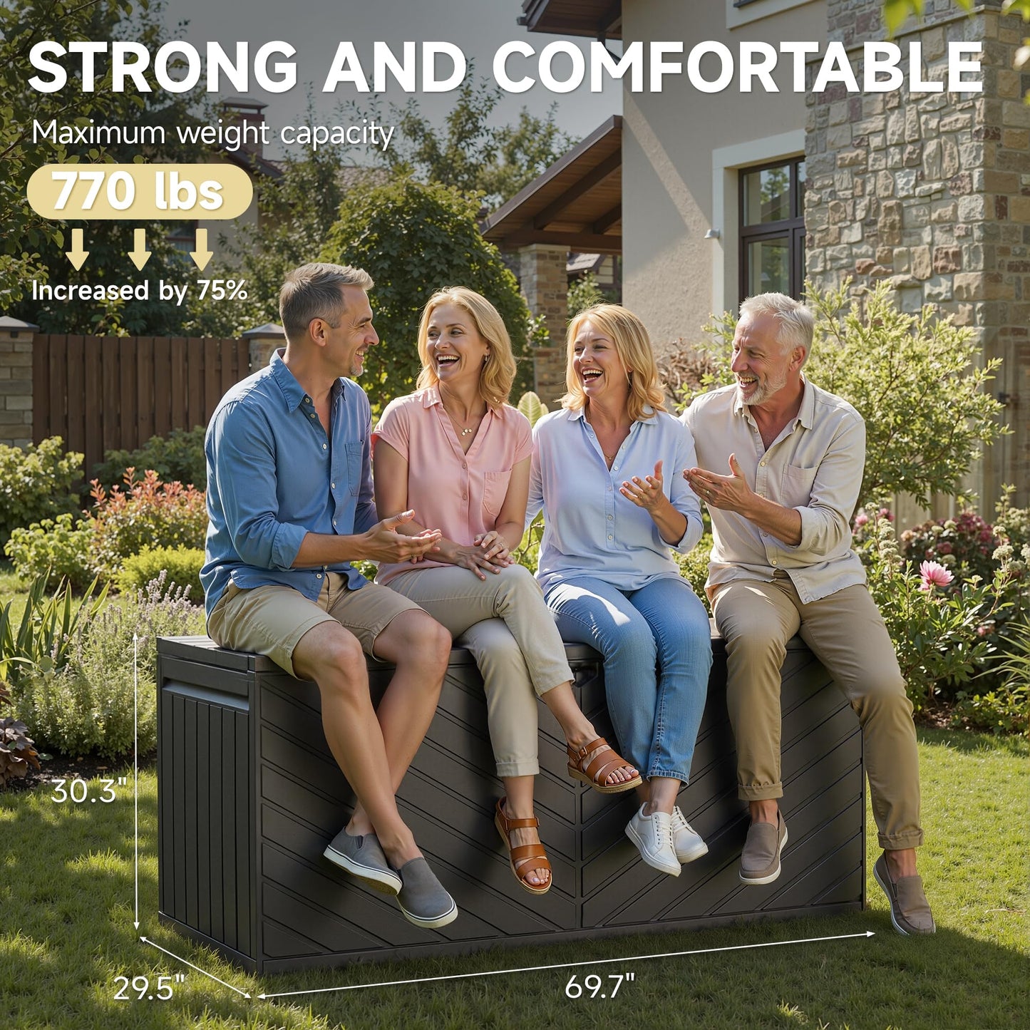 Ortus Collective 270 Gallon Deck Box, Waterproof Resin with Double-Layer & Lockable Lid, UV Protection for Pool, Patio and Garden Storage, Brown