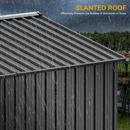 DWVO 10x8ft Outdoor Storage Shed, Large Metal Tool Sheds, Heavy Duty Storage House with Lockable Doors & Air Vent for Backyard Patio Lawn to Store Bikes, Tools, Lawnmowers, Dark Gray