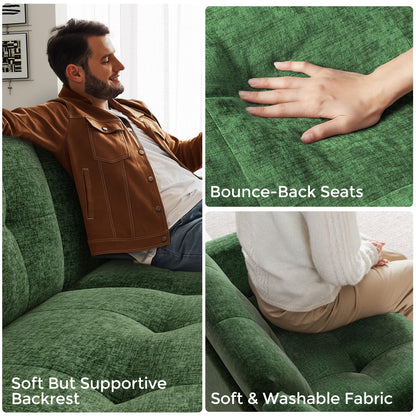 LINSY HOME U-Shaped Sleeper Sofa with Storage, Green Corduroy, 152.5 x 65 x 34.5 Inches, 4-Seater Convertible Couch with Pull-Out Bed