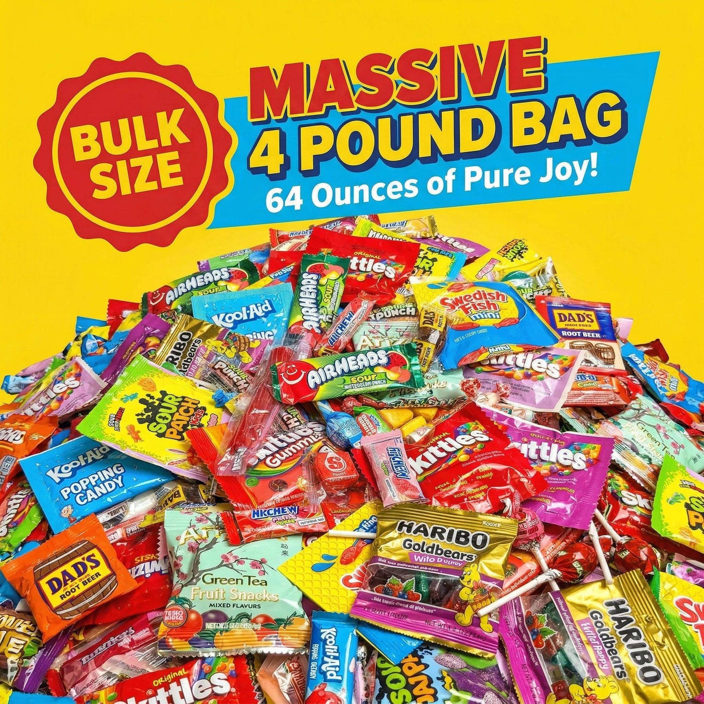Candy Variety Pack - Assorted Candy Party Mix - 4 LB Bag - Sweets Assortment - Bulk Individually Wrapped - Pinata Candies - Mixed Candies - Queen Jax - Deluxe Mix