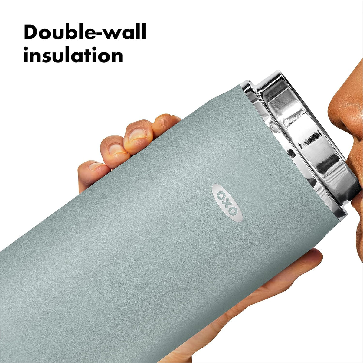 OXO 40 oz Insulated Water Bottle with Handled Lid, Slate