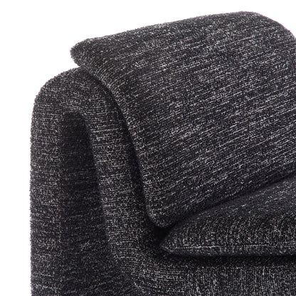 Modway Lume Curved Lounge Chair in Charcoal Boucle Fabric – Modern Upholstered Armless Accent Chair with Padded Cushion - Unique Slipper Chair for Bedroom or Living Room