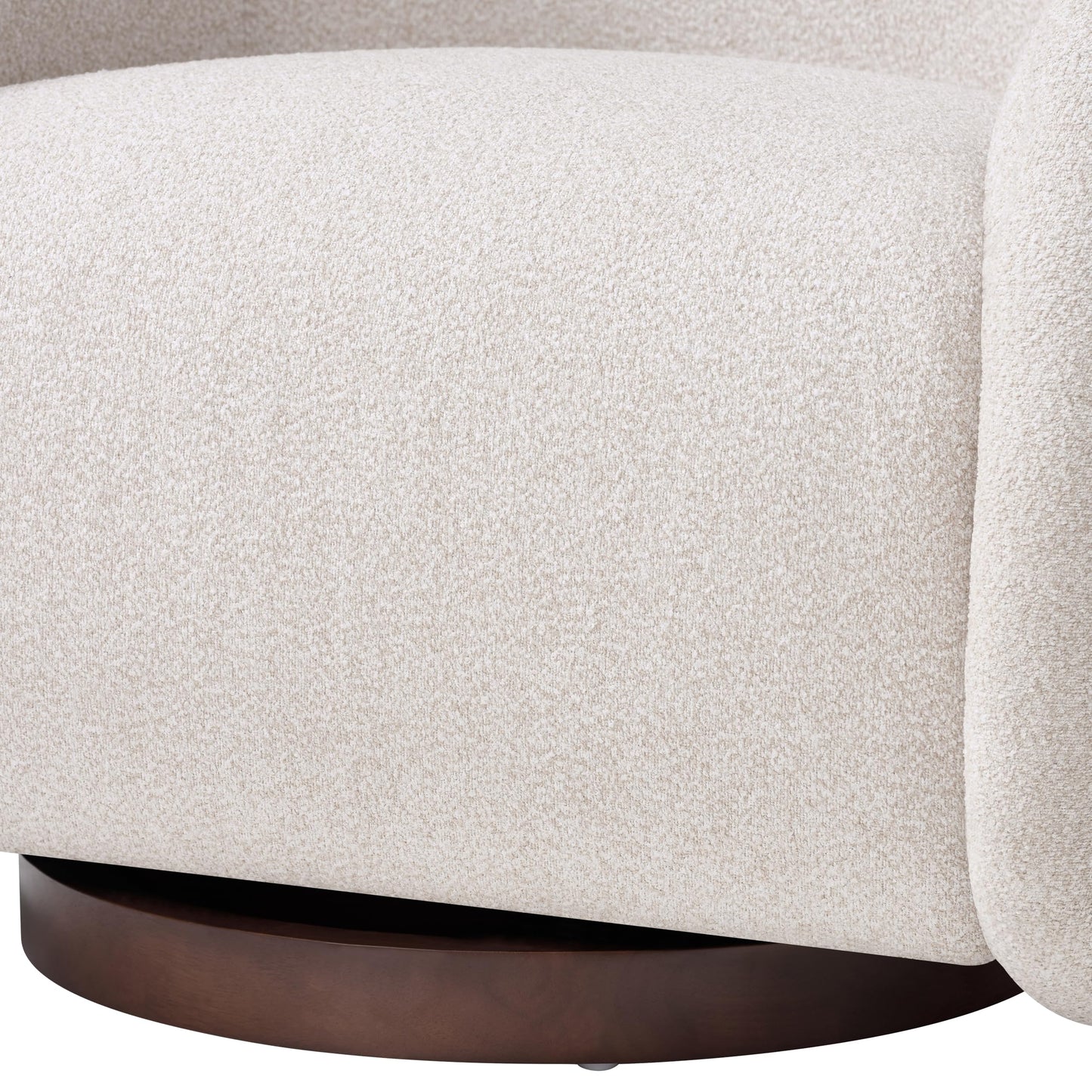 Christopher Knight Home Sabbo Swivel Chair with Solid Wood Base, Comfy Swivel Accent Chair with Curved Design, Boucle Upholstered Lounge Sofa Chair for Living Room/Bedroom, Beige + Walnut