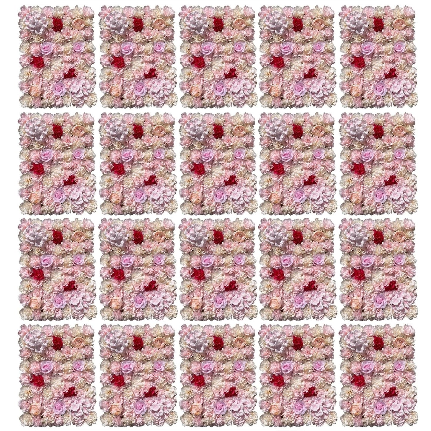 TYLPFH 20PCs Flower Wall Panel 40x60cm Artificial Flowers Backdrop Silk Fabric Wedding Garden Decoration