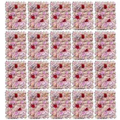 TYLPFH 20PCs Flower Wall Panel 40x60cm Artificial Flowers Backdrop Silk Fabric Wedding Garden Decoration